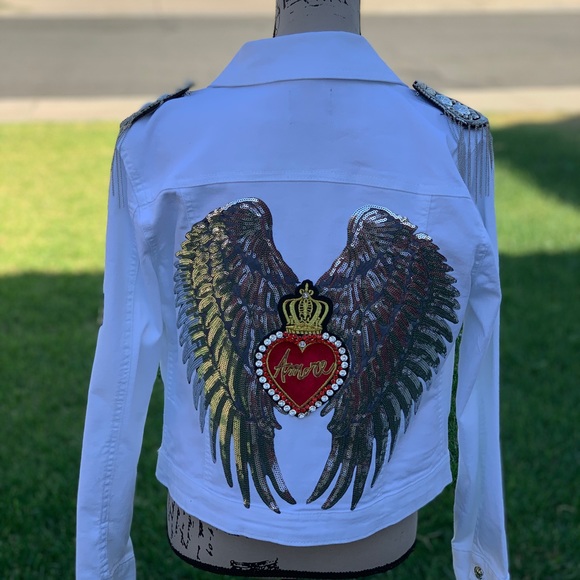 Curve appeal Jackets & Blazers - Wings Crown 👑 ❤️ Love Denim Jacket